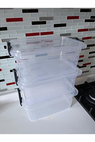 zemihra Plastik Kilitli Kapaklı Yatay Saklama Ve Erzak Kabı 5 Litre Saklama K...