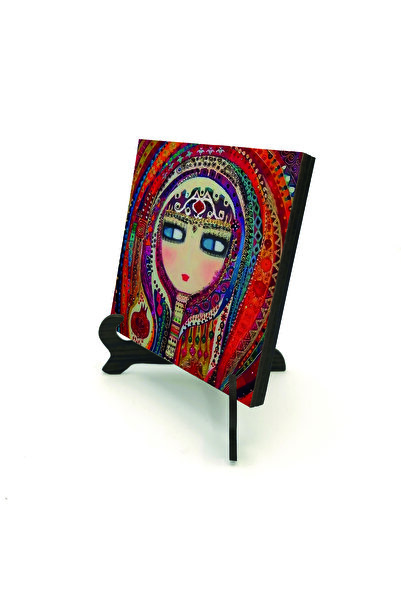 Sadrazam لوحة فتاة بتصميم عرقي أناضولي مطبوع حامل خشبي من الألياف متوسطة الكث...