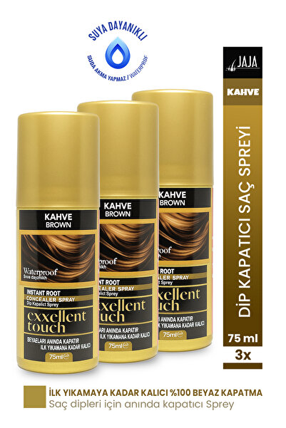 Jaja Exxellent Touch Dip Kapatıcı Saç Spreyi Kahve 3’lü Set (75 ml x 3)