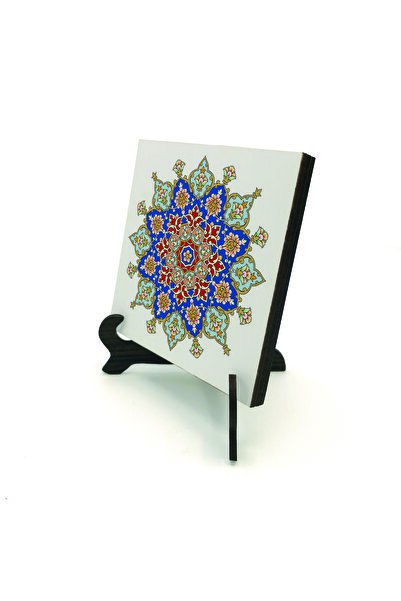 Sadrazam حامل طاولة خشبي من نوع MDF من رومي دينم مطبوع مقاس 10سم × 10سم |   ك...