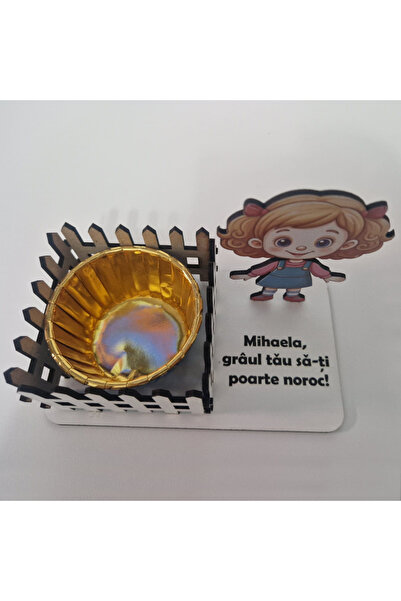 CREATIV LMS Wheat holder – little girl drawing + white fence, 10 cm