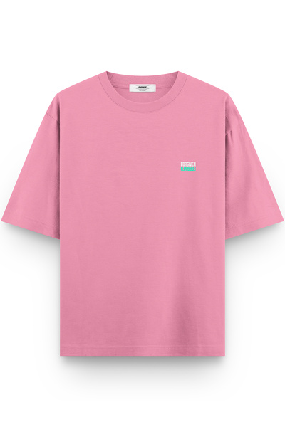 Overoz Forgiven Sırt Printed Yarı Oversized Pink Tshirt 1411