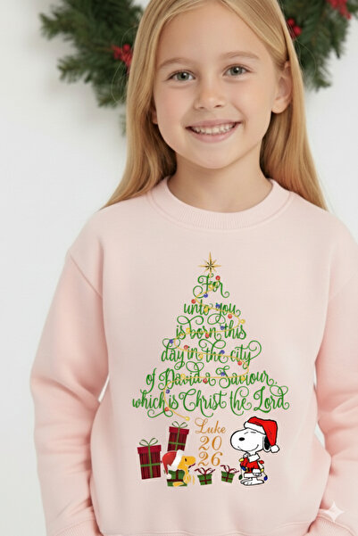 LİTTLE TORTOİSE Girl's New Year Christmas Special Printed Sweatshirt Tracksuit Set