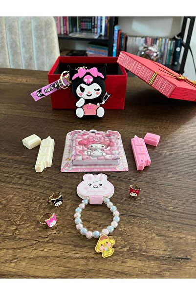 gülümse gel Kız Çocuk Özel Kutuda Set Kuromi 9 Parça Hediye Seti Doğum Günü Hediyesi Yılbaşı Advent Calendar