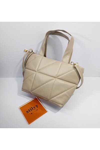 stilyy Cream Color Quilted Pouf Women's Bag