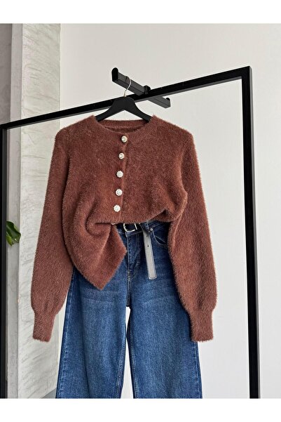 FERZOLAİO Buttoned Soft Brown Knitwear Cardigan