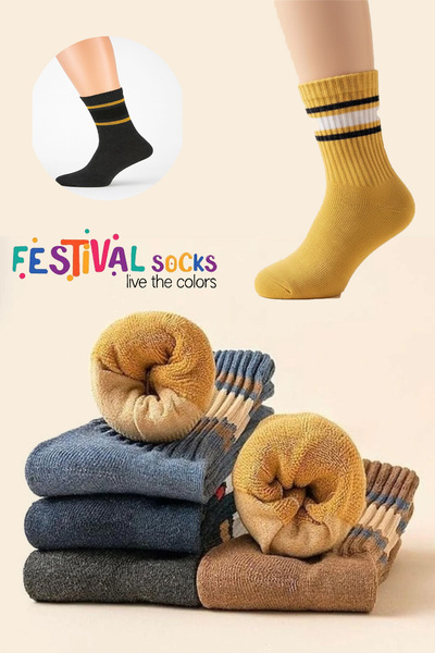 Festival Socks Winter Towel Socks with Hoop 3 Pairs