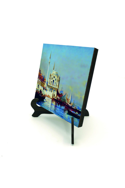 Sadrazam Дървен плот от МДФ с печат на джамия Ортакьой 10 см x 10 см | KRT-38