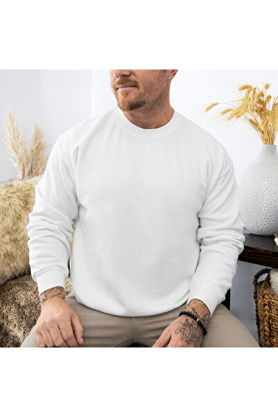 DD Secret Men's regular fit plain white sweatshirt