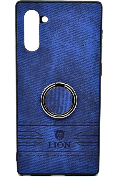 Lion Luxury Leather Back Cover With Holder For Samsung Galaxy Note 10 (Blue)