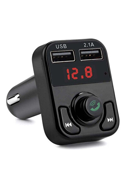 Generic جهاز إرسال FM بتقنية البلوتوث للسيارة مع شاحن مزدوج بقوة 2.1 أمبير، ومكالمات بدون استخدام اليدين، ومراقب جهد البطارية