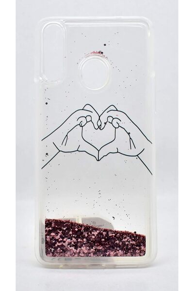 Generic Glitter Liquid Clear Silicone TPU Shockproof Phone Cover for Samsung Galaxy A20S (Rose Gold 02)