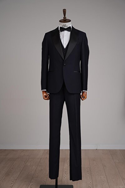 Kadir Büyükkaya Rahat Kesim Yelekli Erkek Smokin Takım Elbise-KAV1532S