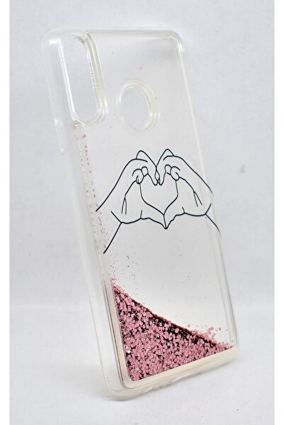 Generic Glitter Liquid Clear Silicone TPU Shockproof Phone Cover for Samsung Galaxy A20S (Rose Gold 02)