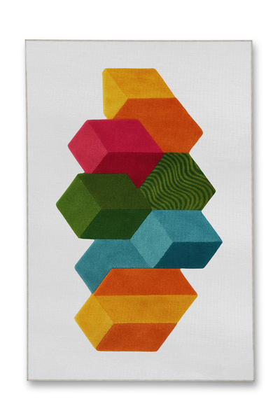 Rugs Modern Halı MOSSO Μπλε Μωβ Αποχρώσεις Έθνικ Λουλούδια με Σχέδιο Υφαντή Β...