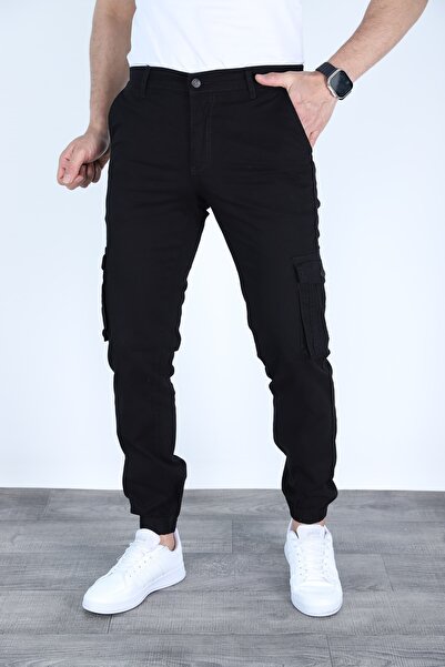 sports here Pantaloni de sezon din in, cu buzunare cargo și picioare elastice