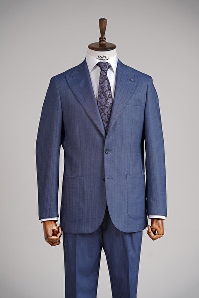 Kadir Büyükkaya Kırlangıç Yaka Pileli Erkek Takım Elbise-KAX1303S