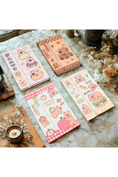 ÖZ KIRTASİYE Capybara Temalı Çift Taraflı Kapaklı Mıknatıs Kilitli Defter (1a...