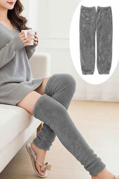 Nurnivus Leg Stifle Plush Leg Knee Warmer over Socks Footless Thermal Wesoft Plush Knee Leg Warmer Leggings