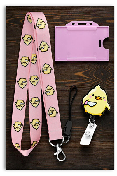 Mia Aurora Pembe Katil Civciv 3’lü Set Yoyo Yatay Kartlık Boyun Askı İpi Kiml...