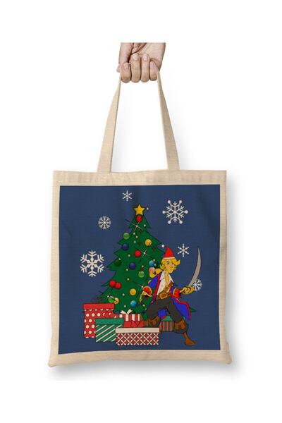 Toyaso Guybrush Threepwood Around the Christmas Tree Christmas White Tote Bag Long Handle Shopping Bag