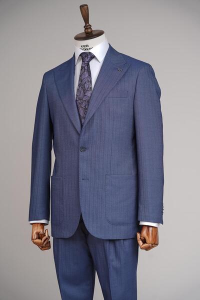 Kadir Büyükkaya Kırlangıç Yaka Pileli Erkek Takım Elbise-KAX1303S