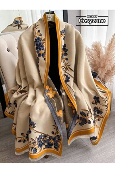 lamsat fn Luxury Faux Cashmere Floral & Botanical Scarf — Warm Stylish Neck Scarf for Women (Autumn/Winter)