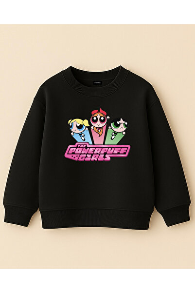 fasardi Powerpuff Girls Buttercup Blossom Bubbles cu imprimeu supradimensionat Hanorac pentru fete cu mânecă lungă, fără șarzi tricou