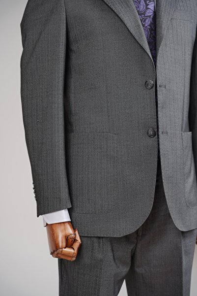 Kadir Büyükkaya Kırlangıç Yaka Pileli Erkek Takım Elbise-KAX1303S