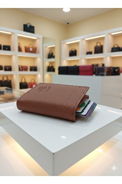 Newish Polo Mechanized Rfid-Enabled Wallet Credit Card Holder - Textured Faux Leather