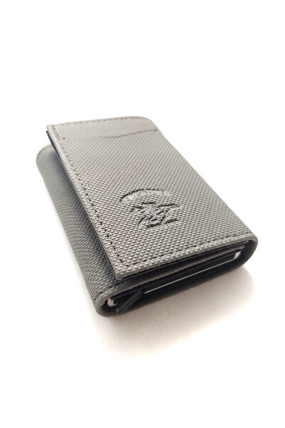 Newish Polo Mechanized Rfid-Enabled Wallet Credit Card Holder - Textured Faux Leather