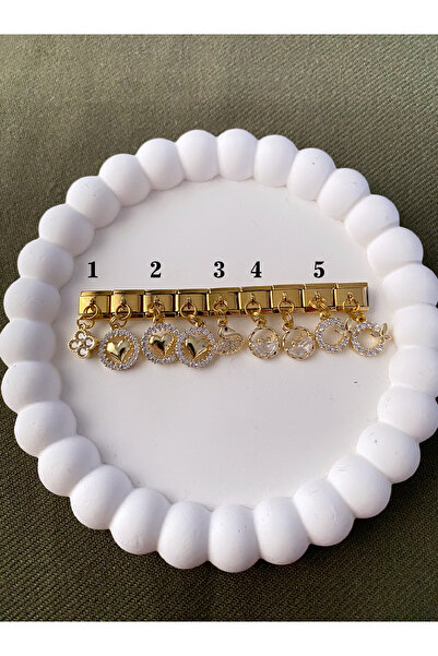 stainless steell Nomi İtalyan Bileklik Unisex Zirkon Taşlı Sallantılı Charm