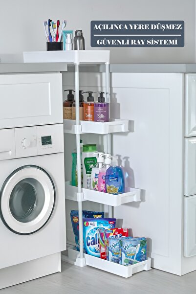 ASlife Home 4 Katlı Sürgülü Banyo Düzenleyici Banyo Rafı