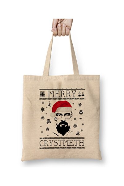 Toyaso Breaking Bad Heisenberg Merry Chrystmeth Christmas New Year White Cloth Bag Long Handle