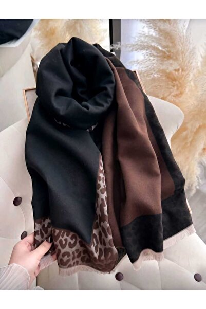 lamsat fn Reversible faux cashmere scarf, one piece, Color Block, thick and warm for autumn/winter