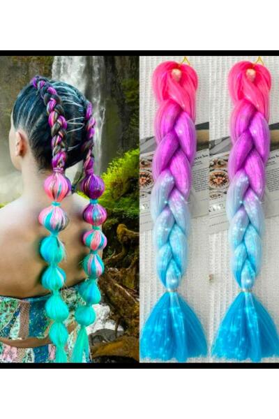 PERUK شعر ملون مكون من قطعتين، وصلات شعر ملونة للفتيات في عيد الميلاد والمناس...