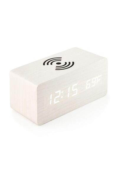 Vivante Wooden LED Alarm Clock Wireless Charger USB Electronic Digital Desk Alarm Clock