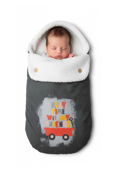 GÜLERBEBECİX Baby Swaddle with Car Pattern