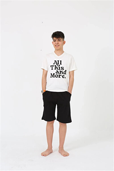 mtm My The Mall Men's Young Waiter Boy Short Sleeve Ecru Combed Cotton Shorts...