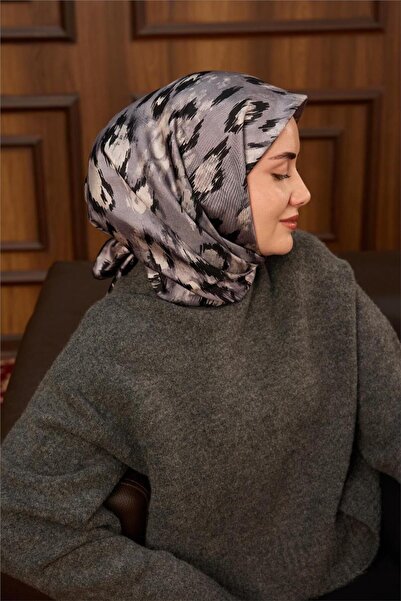 Silk Home Grey Leopard Pattern Tivil Woven Pure Silk Scarf-Kvs0857