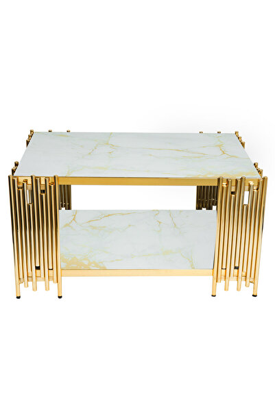 Moora Coffee Table / Living Room / Gold/Silver / Marble