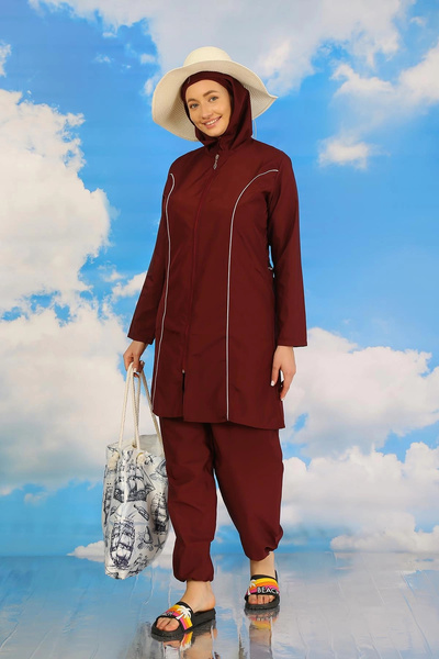mtm My The Mall Women's Full Hijab Burgundy Swimsuit