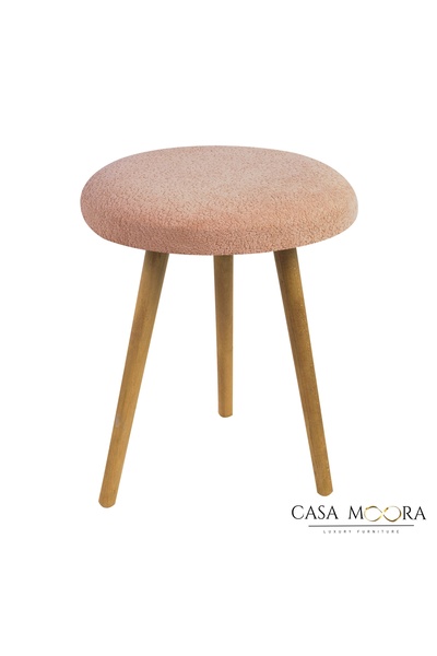 Moora Upholstered Stool - Bouclé, Pink