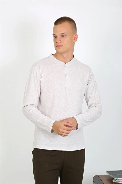 mtm My The Mall Men's Combed Cotton Long Sleeve Pajama Set Ecru