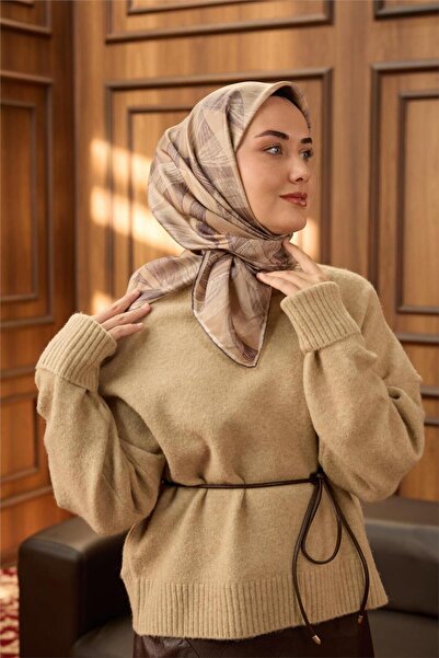 Silk Home Mink Leaf Pattern Tivil Woven Pure Silk Scarf-Kvs0868