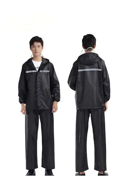 DOMEET Rain Suit Jacket & Trouser Suit Raincoat Hooded Rain Poncho Lightweight Emergency Jacket