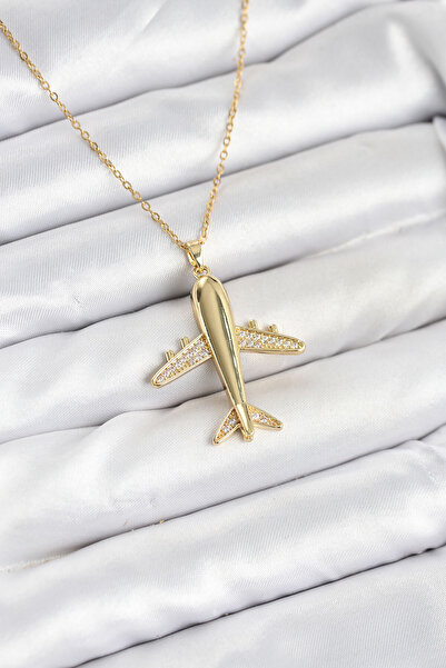 Skygo 316L Steel Chain Gold Color Airplane Model Women's Necklace - Tj-Bko10615