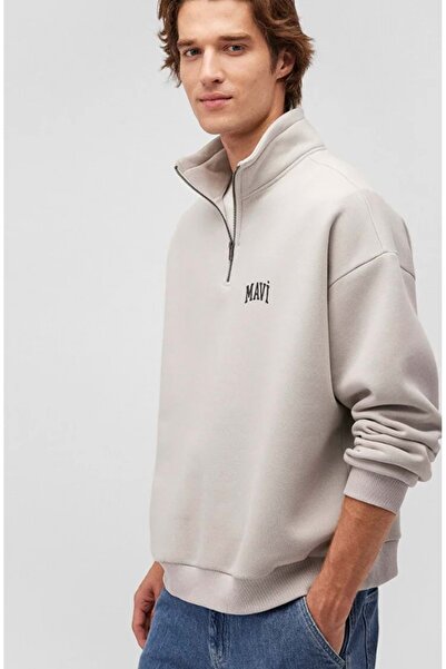 Mavi 0S10208 Φούτερ με μισό φερμουάρ με λογότυπο με τύπωμα ΜΠΕΖ