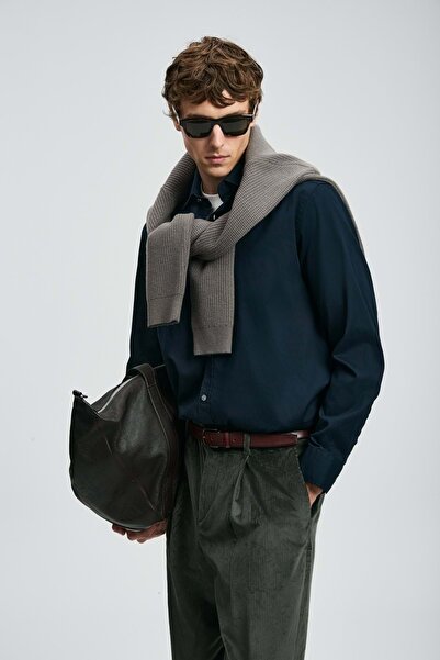 Lufian 112010686 Cămașă Ferla basic Cămașă pentru bărbați cu croială normală ALBASTRU ÎNCHIS