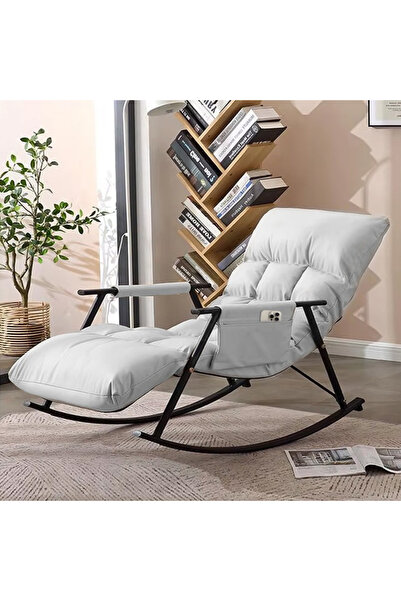 Sumkyle كرسي هزاز كرسي استرخاء معدني مستلق وسادة ظهر ناعمة غرفة المعيشة شرفة غرفة النوم حديقة